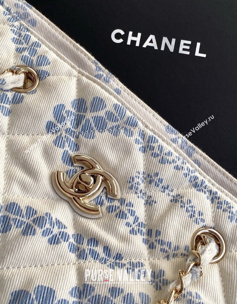 Chanel Printed Denim Shopping Bag White/Blue 2025 AS5429 (yezi-250702095)