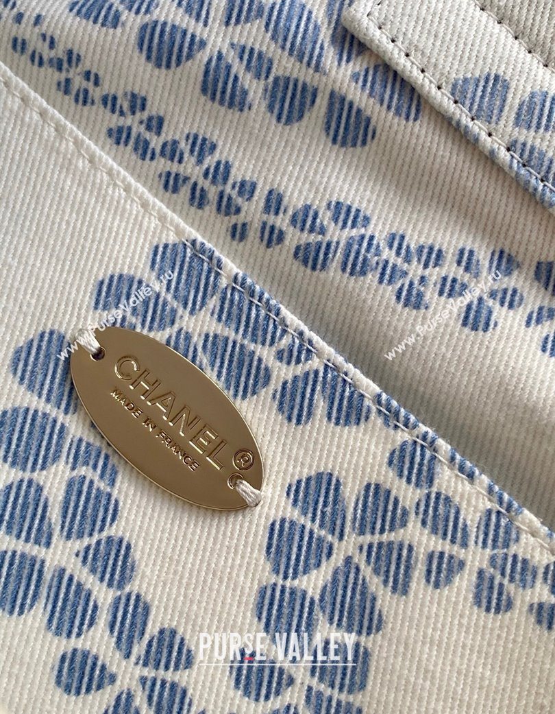 Chanel Printed Denim Shopping Bag White/Blue 2025 AS5429 (yezi-250702095)