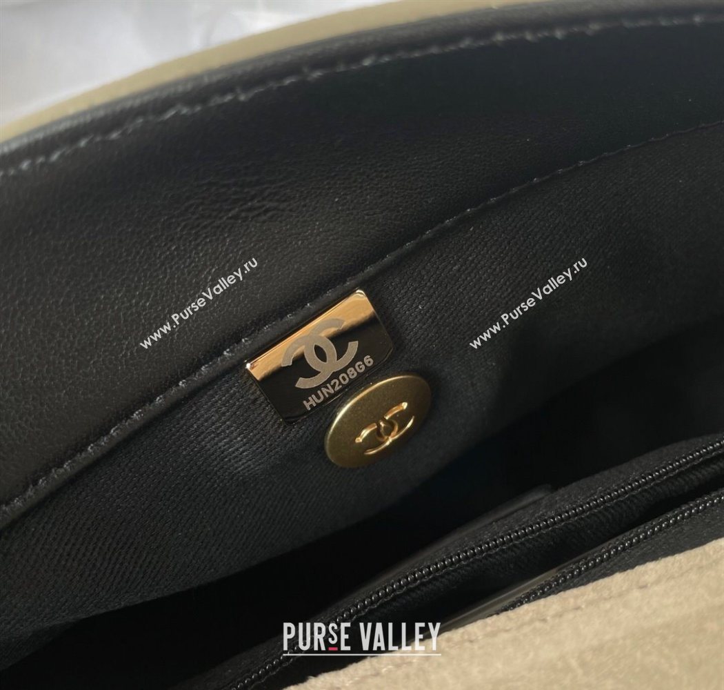 Chanel Suede Lambskin Large Flap Bag with Top Handle Grey/Black 2025 AS5637 (yezi-250703008)