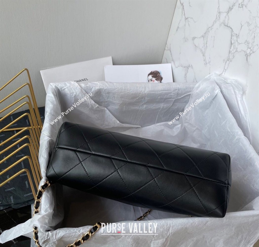 Chanel Suede Lambskin Large Flap Bag with Top Handle Beige/Black 2025 AS5637 (yezi-250703009)