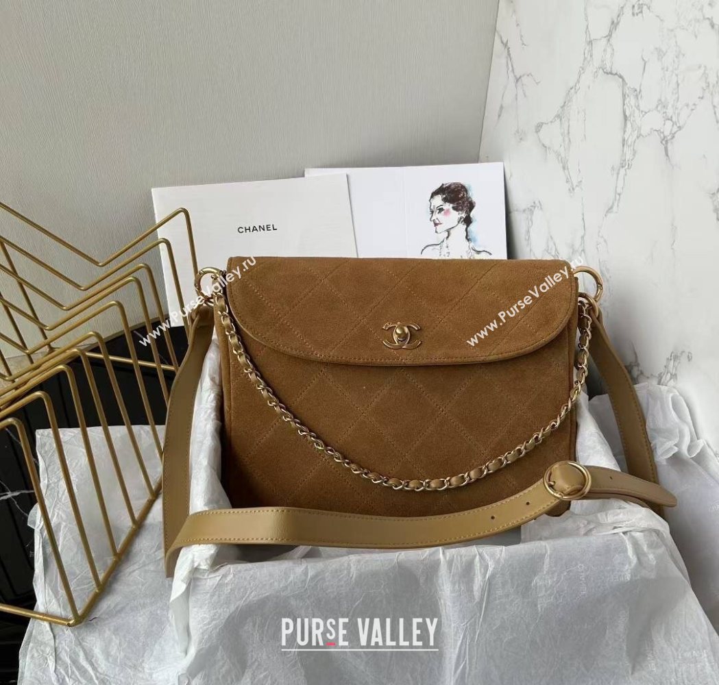 Chanel Suede Hobo Bag AS5886 Brown 2025 (yezi-250703042)
