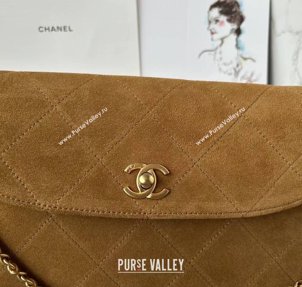Chanel Suede Hobo Bag AS5886 Brown 2025 (yezi-250703042)
