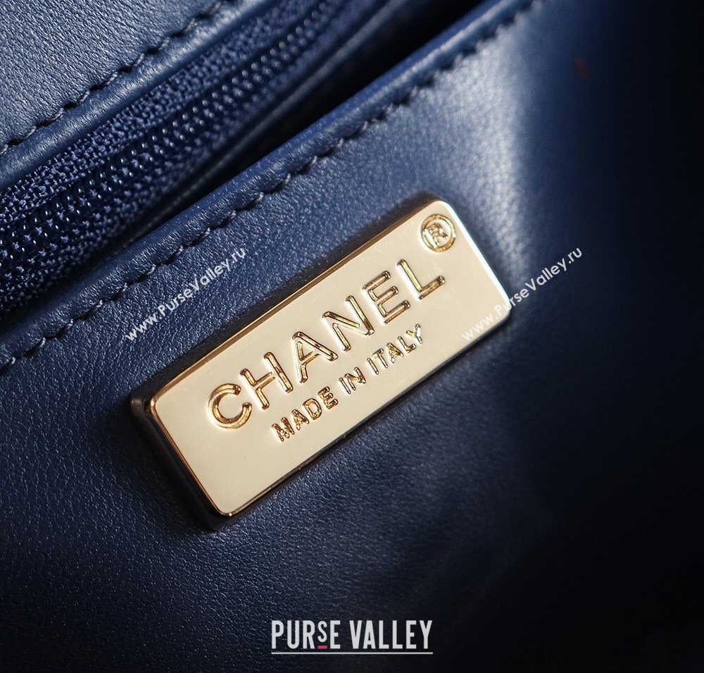 Chanel Mixed Fiber Embroidery Mini Classic Flap Bag Navy Blue/Multicolored 2025 A69900 (yezi-250703043)