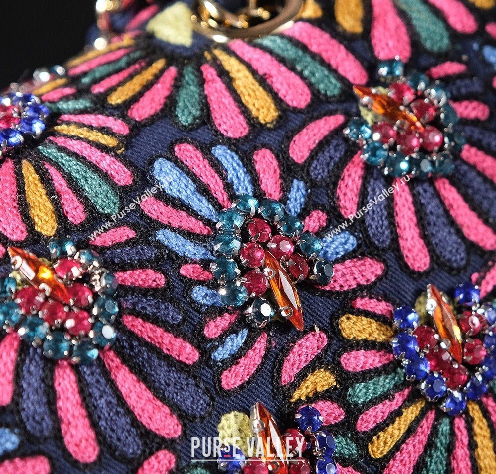 Chanel Mixed Fiber Embroidery Classic Medium Flap Bag A01112 Navy Blue/Multicolored 2025 (yezi-250703044)