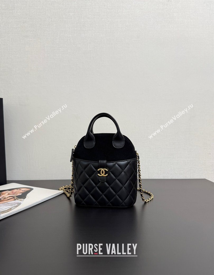 Chanel Suede Lambskin Clutch with Chain Black2 2025 AP4742 (yezi-250703057)