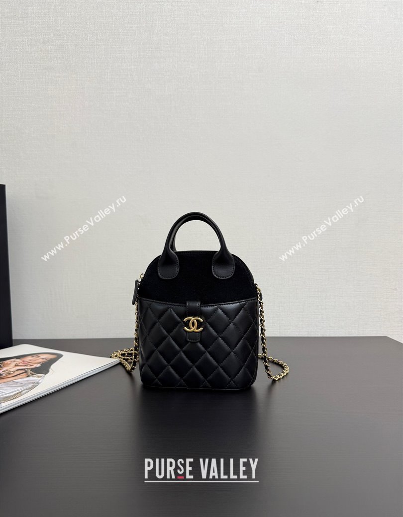 Chanel Suede Lambskin Clutch with Chain Black2 2025 AP4742 (yezi-250703057)