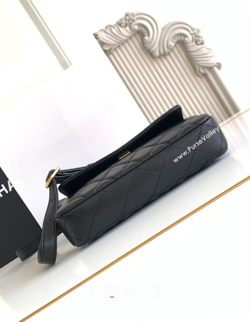 Chanel Calfskin Leather Phone Holder with Strap Black 2025 AP4677 (yezi-250703055)