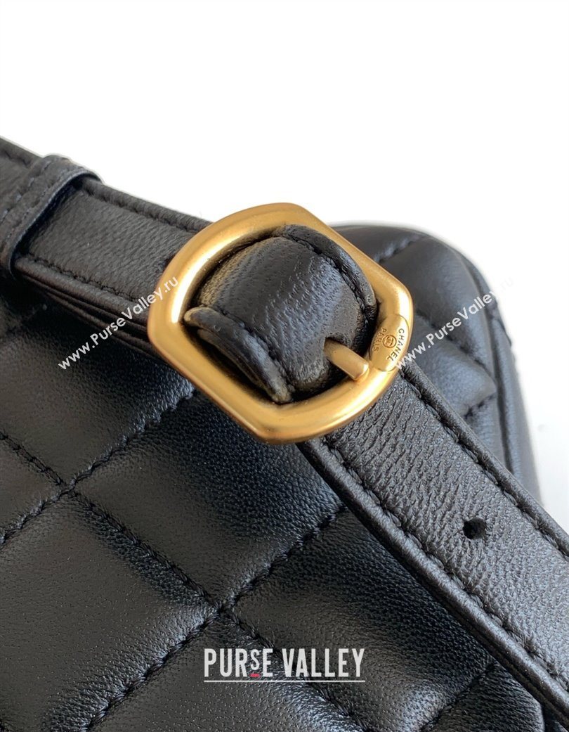 Chanel Calfskin Leather Phone Holder with Strap Black 2025 AP4677 (yezi-250703055)