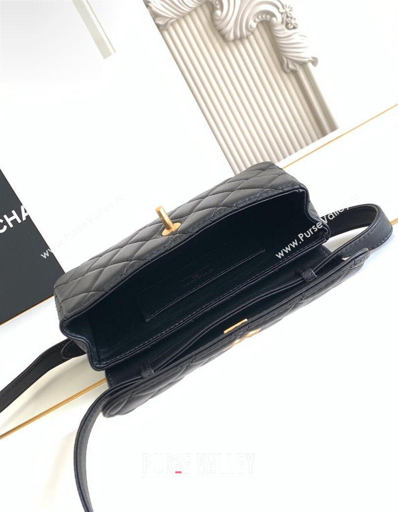 Chanel Calfskin Leather Phone Holder with Strap Black 2025 AP4677 (yezi-250703055)