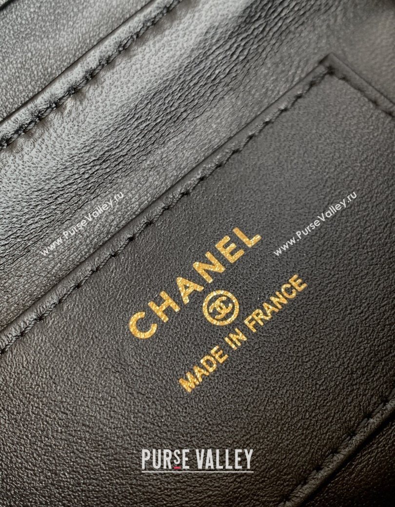 Chanel Calfskin Leather Phone Holder with Strap Black 2025 AP4677 (yezi-250703055)