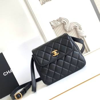 Chanel Calfskin Leather Phone Holder with Strap Black 2025 AP4679 (yezi-250703049)