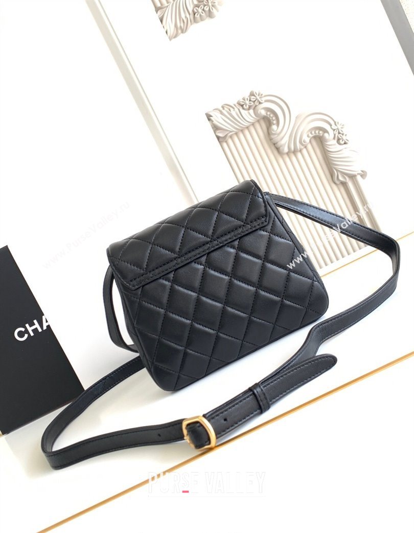 Chanel Calfskin Leather Phone Holder with Strap Black 2025 AP4679 (yezi-250703049)