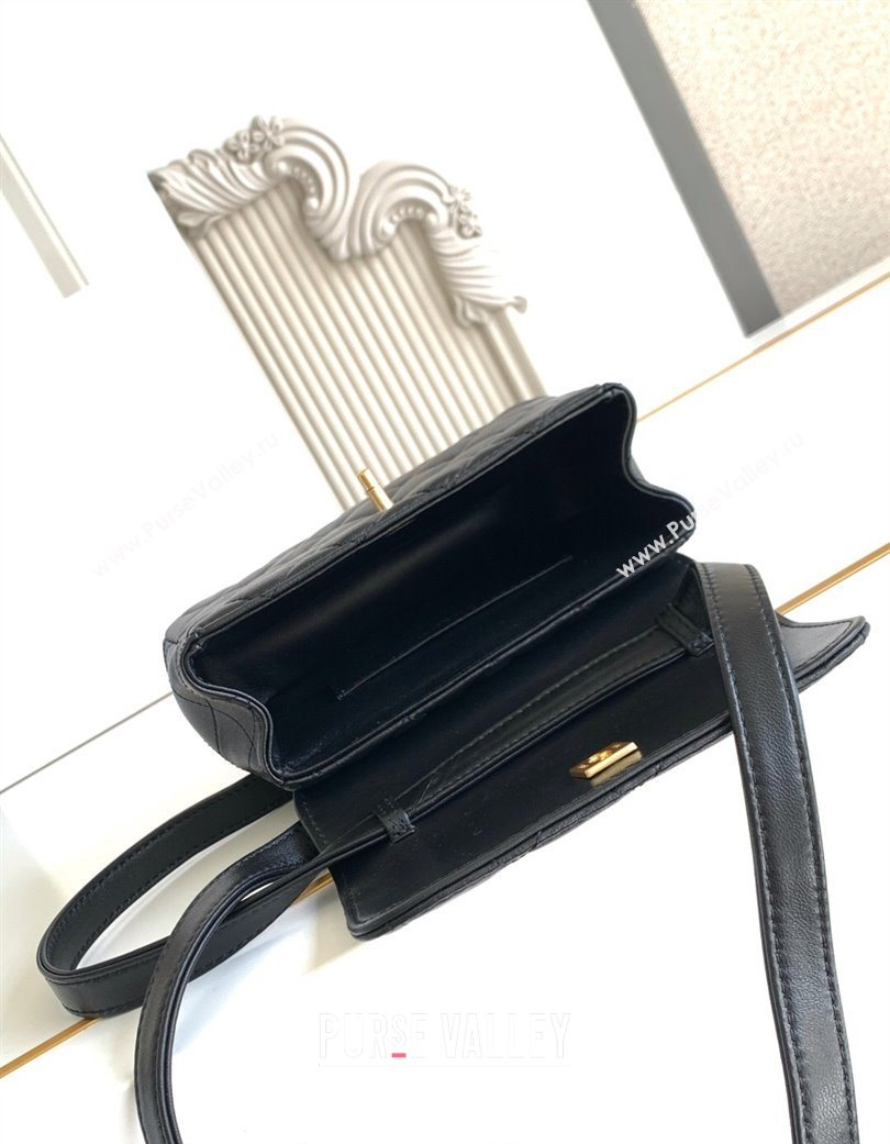 Chanel Calfskin Leather Phone Holder with Strap Black 2025 AP4679 (yezi-250703049)