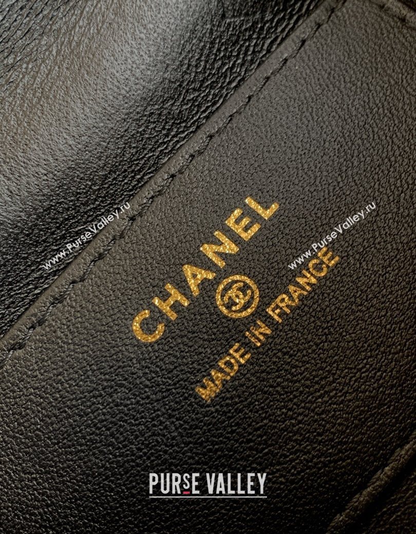 Chanel Calfskin Leather Phone Holder with Strap Black 2025 AP4679 (yezi-250703049)