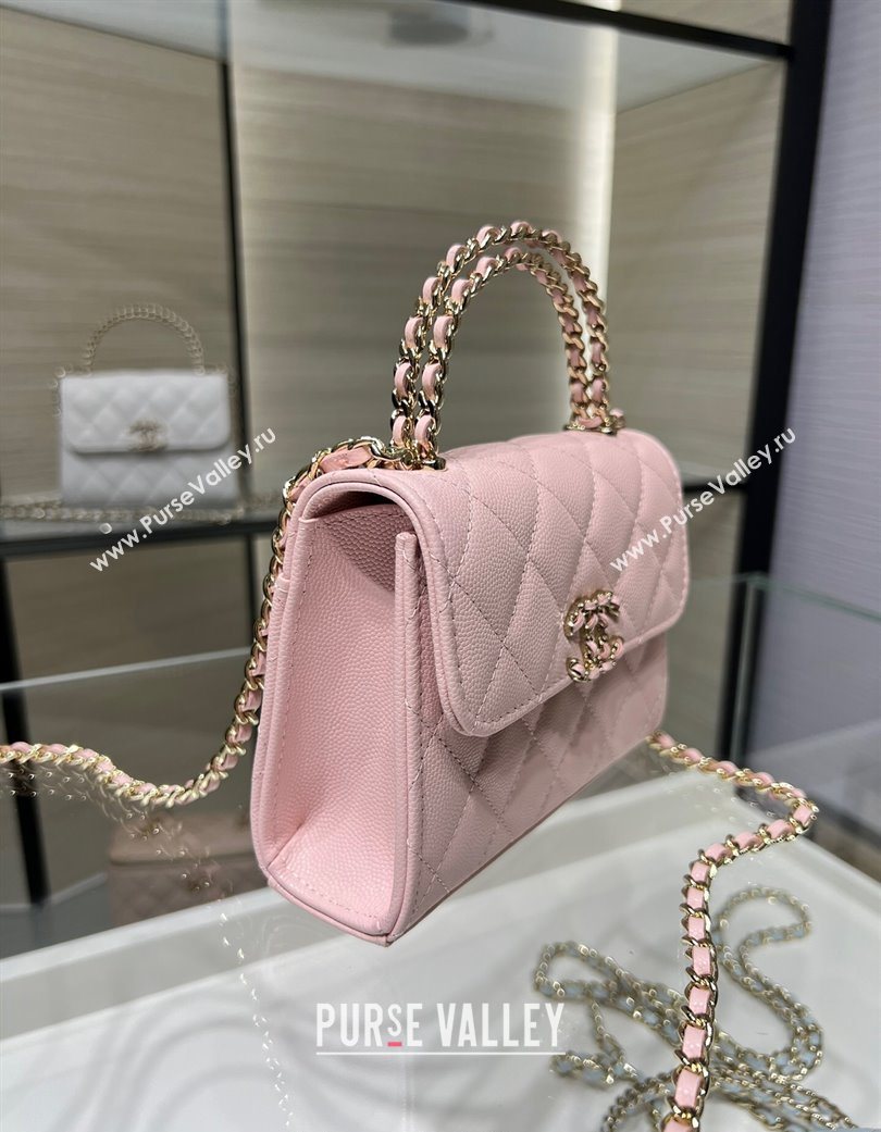 Chanel Grained Shiny Calfskin Clutch with Chain Light Pink 2025 AP3237 (yezi-250703058)