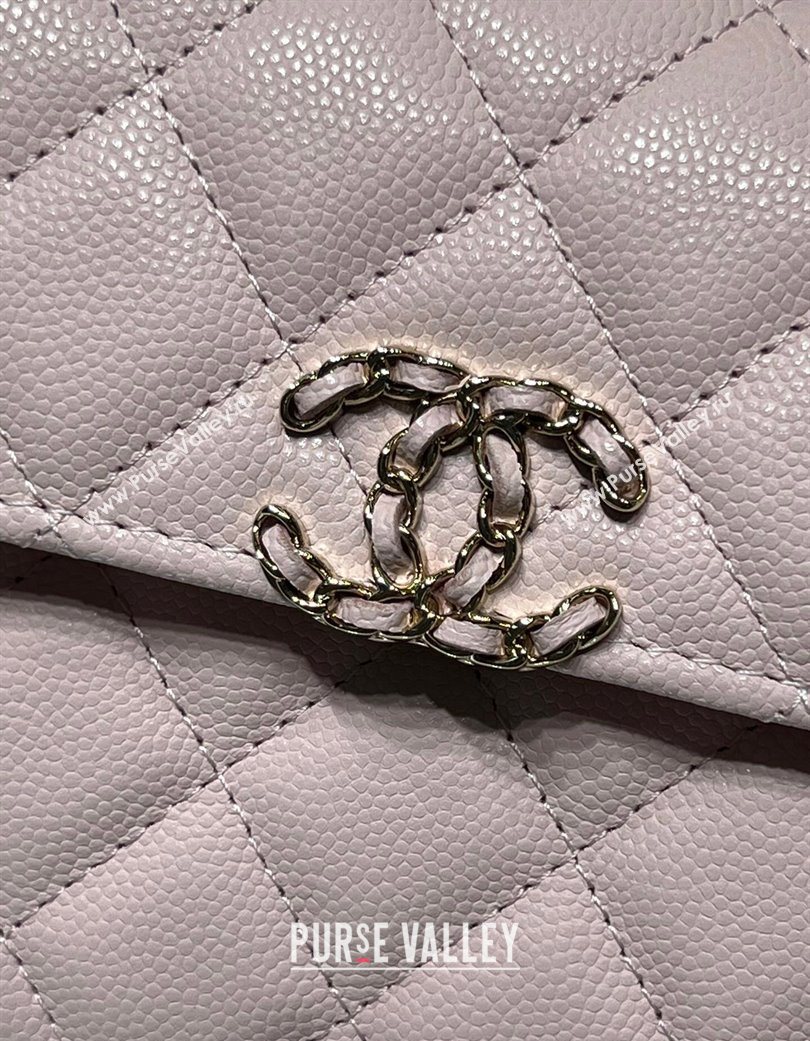 Chanel Grained Shiny Calfskin Clutch with Chain Light Pink 2025 AP3237 (yezi-250703058)