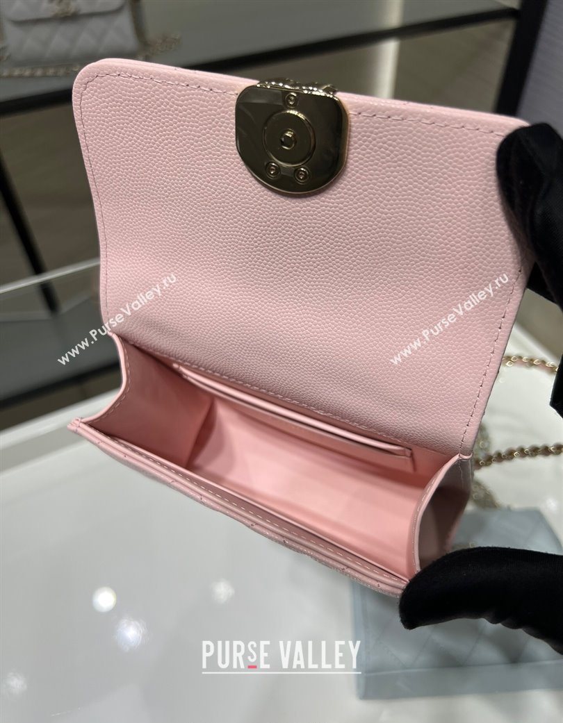 Chanel Grained Shiny Calfskin Clutch with Chain Light Pink 2025 AP3237 (yezi-250703058)
