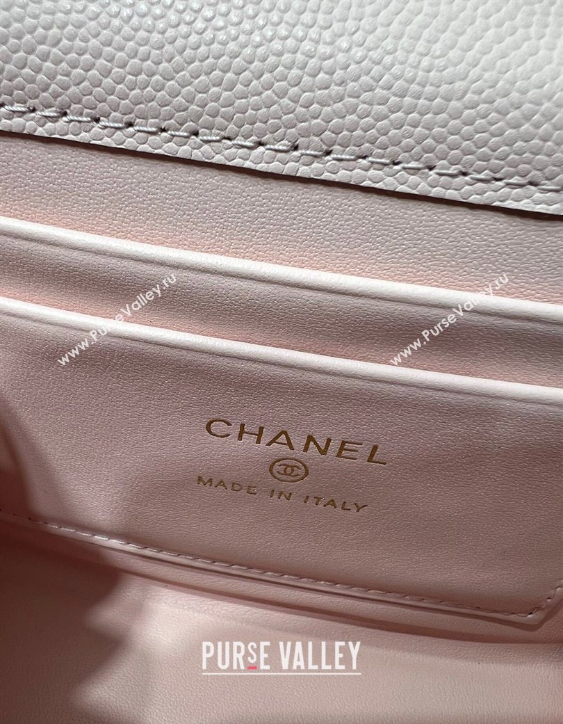 Chanel Grained Shiny Calfskin Clutch with Chain Light Pink 2025 AP3237 (yezi-250703058)