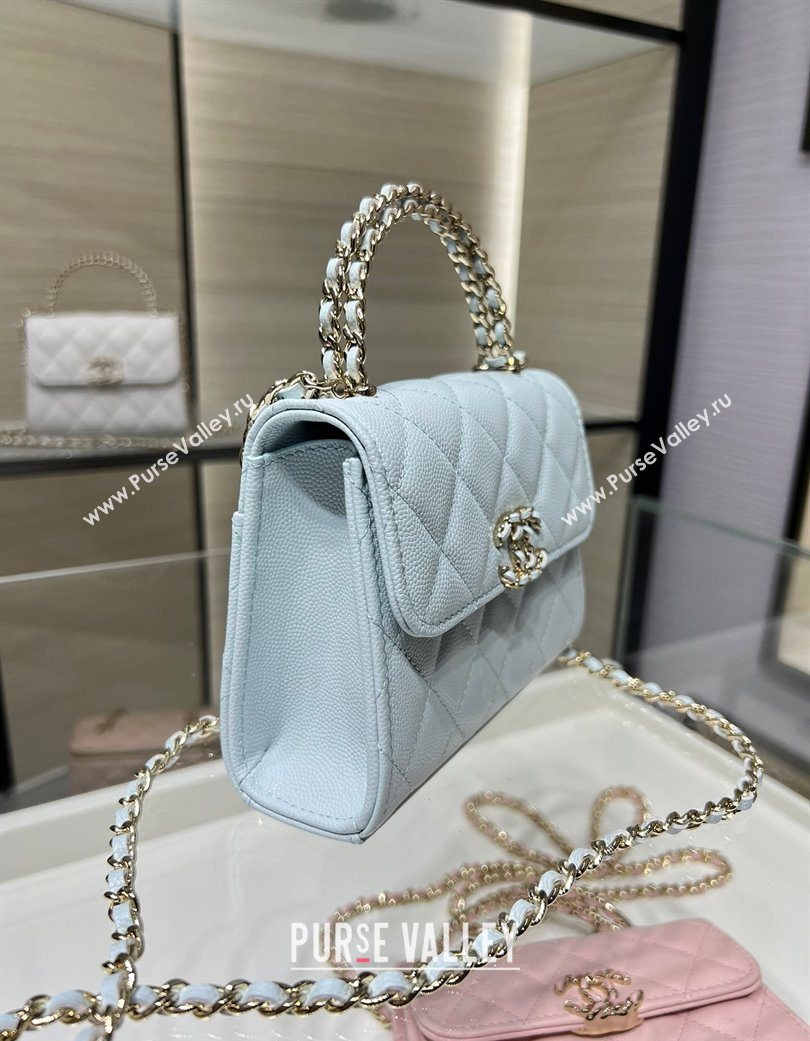 Chanel Grained Shiny Calfskin Clutch with Chain Blue 2025 AP3237 (yezi-250703059)