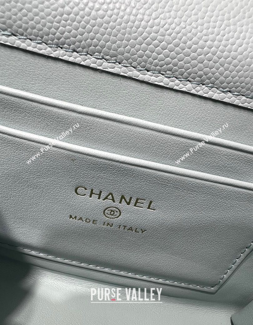 Chanel Grained Shiny Calfskin Clutch with Chain Blue 2025 AP3237 (yezi-250703059)