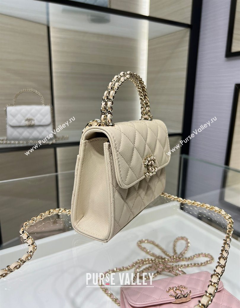 Chanel Grained Shiny Calfskin Clutch with Chain Beige 2025 AP3237 (yezi-250703060)