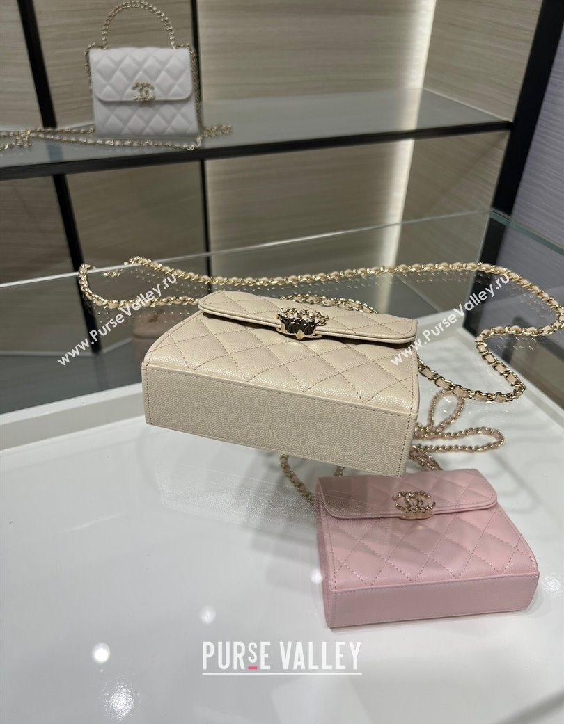 Chanel Grained Shiny Calfskin Clutch with Chain Beige 2025 AP3237 (yezi-250703060)