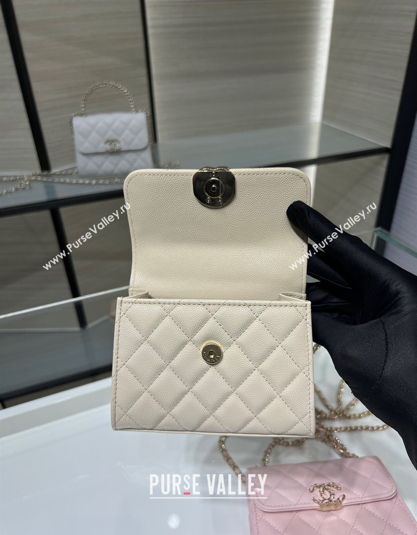 Chanel Grained Shiny Calfskin Clutch with Chain Beige 2025 AP3237 (yezi-250703060)