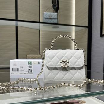 Chanel Grained Shiny Calfskin Clutch with Chain White 2025 AP3237 (yezi-250703061)