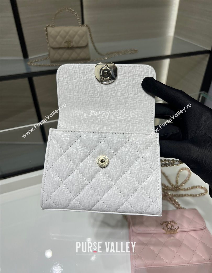 Chanel Grained Shiny Calfskin Clutch with Chain White 2025 AP3237 (yezi-250703061)