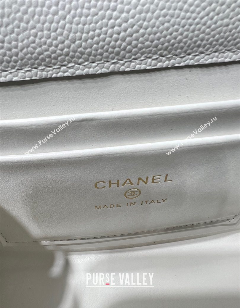 Chanel Grained Shiny Calfskin Clutch with Chain White 2025 AP3237 (yezi-250703061)