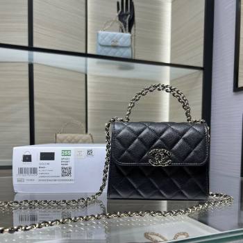 Chanel Grained Shiny Calfskin Clutch with Chain Black 2025 AP3237 (yezi-250703062)