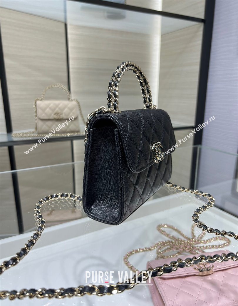 Chanel Grained Shiny Calfskin Clutch with Chain Black 2025 AP3237 (yezi-250703062)