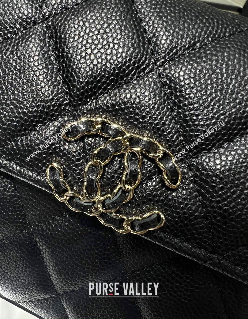 Chanel Grained Shiny Calfskin Clutch with Chain Black 2025 AP3237 (yezi-250703062)