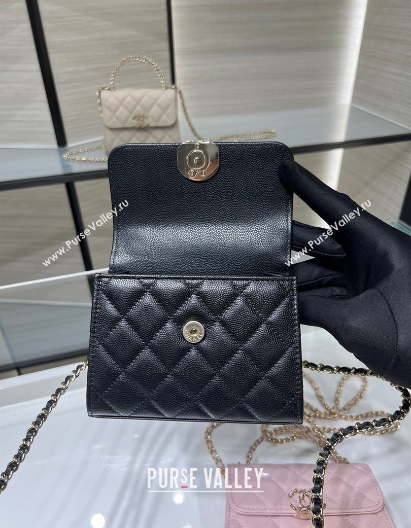 Chanel Grained Shiny Calfskin Clutch with Chain Black 2025 AP3237 (yezi-250703062)