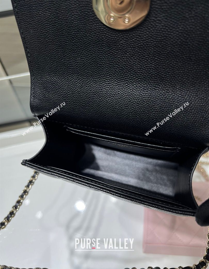 Chanel Grained Shiny Calfskin Clutch with Chain Black 2025 AP3237 (yezi-250703062)