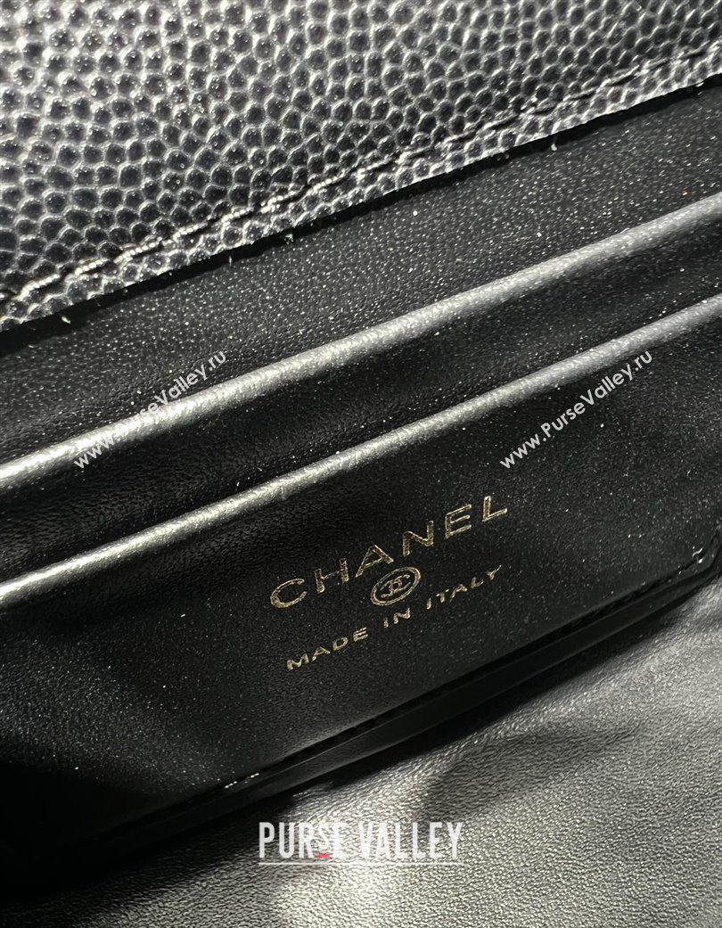 Chanel Grained Shiny Calfskin Clutch with Chain Black 2025 AP3237 (yezi-250703062)