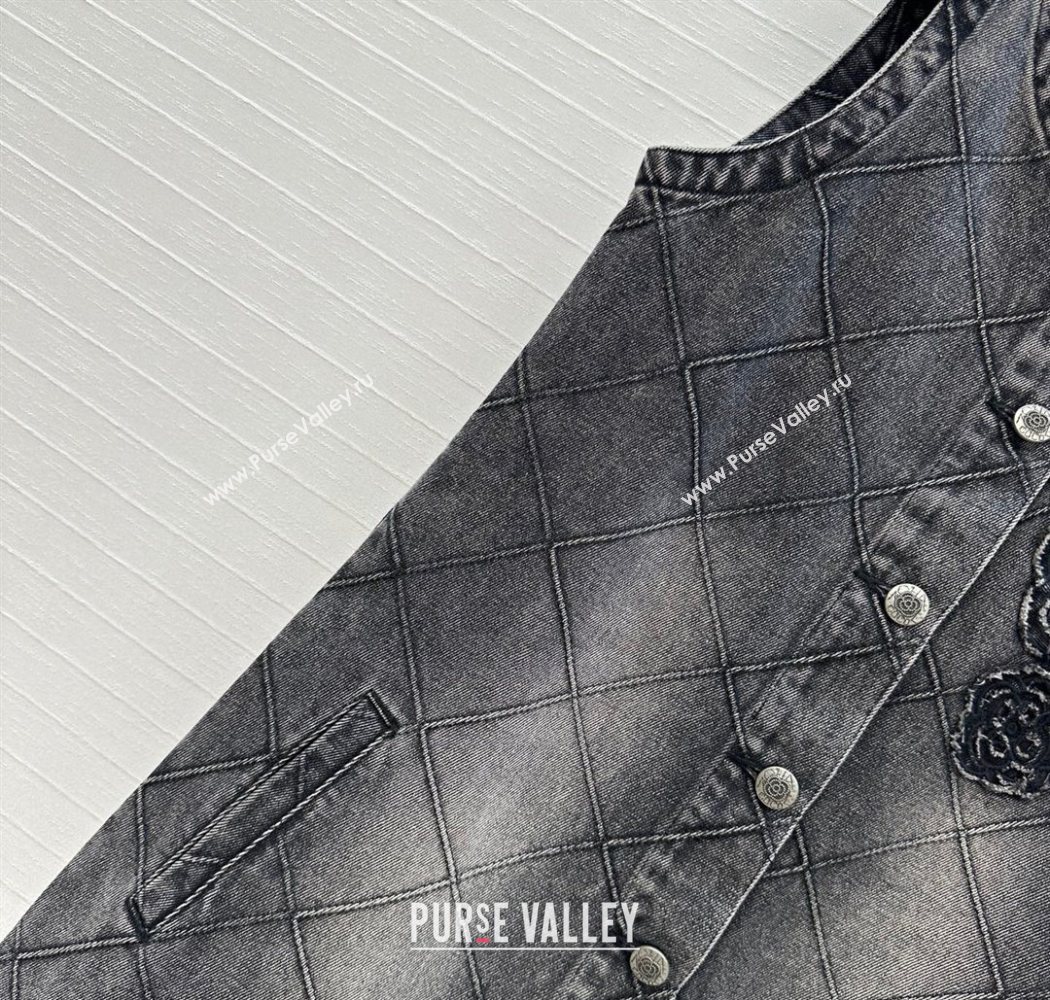 Chanel Black Denim Dress with Camellia 2025 0704 (QI-250704013)