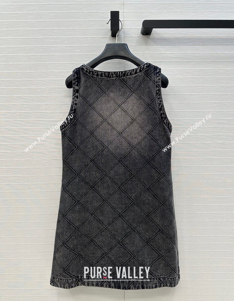 Chanel Black Denim Dress with Camellia 2025 0704 (QI-250704013)