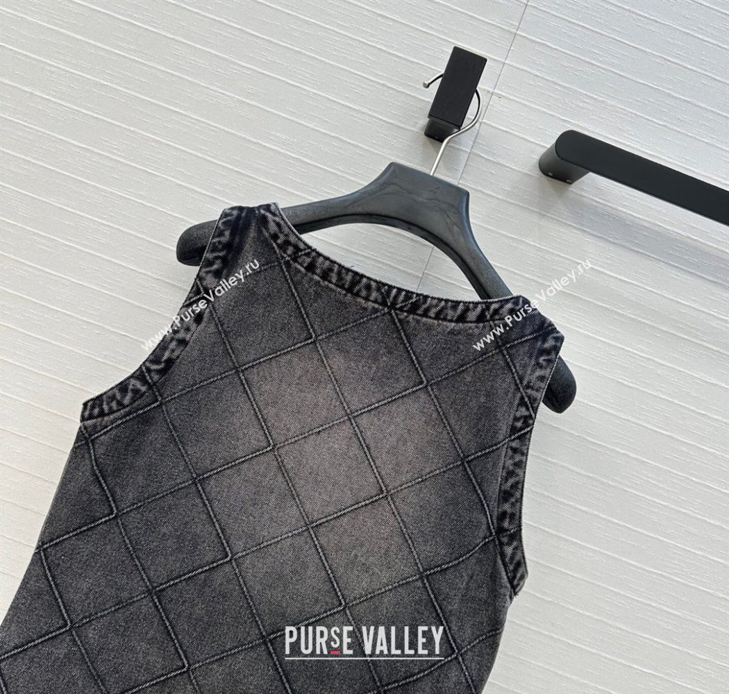 Chanel Black Denim Dress with Camellia 2025 0704 (QI-250704013)