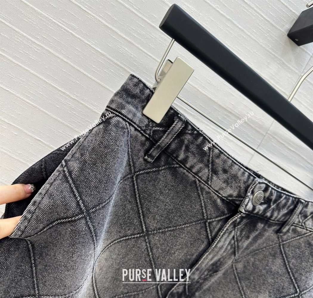 Chanel Black Denim Skirt with Camellia 2025 0704 (QI-250704011)