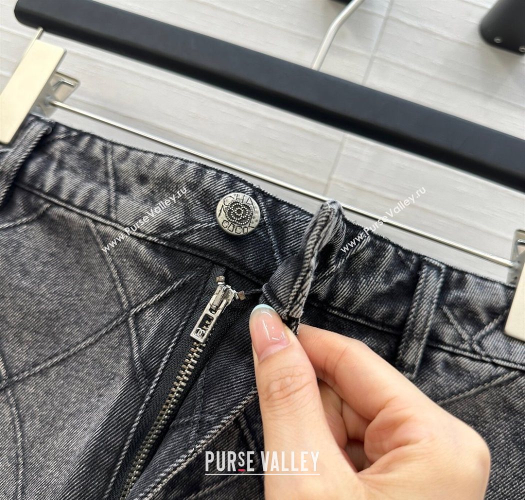 Chanel Black Denim Skirt with Camellia 2025 0704 (QI-250704011)