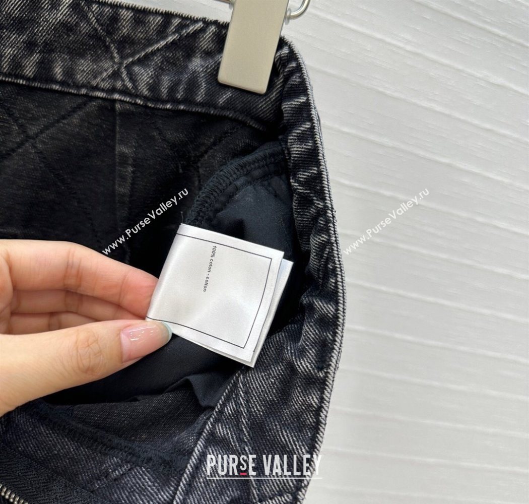 Chanel Black Denim Skirt with Camellia 2025 0704 (QI-250704011)