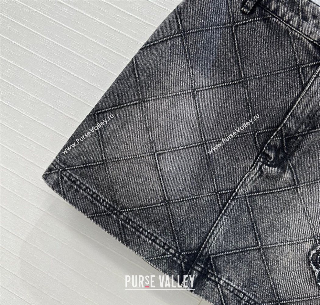 Chanel Black Denim Skirt with Camellia 2025 0704 (QI-250704011)