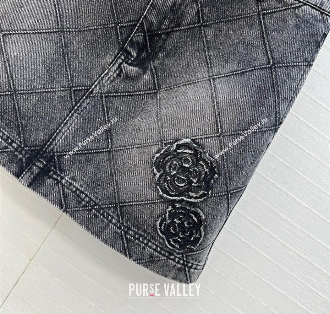 Chanel Black Denim Skirt with Camellia 2025 0704 (QI-250704011)
