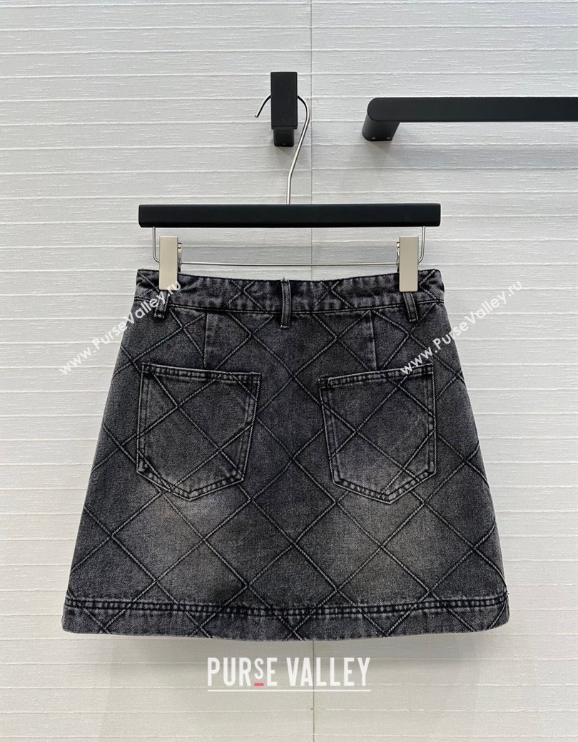 Chanel Black Denim Skirt with Camellia 2025 0704 (QI-250704011)