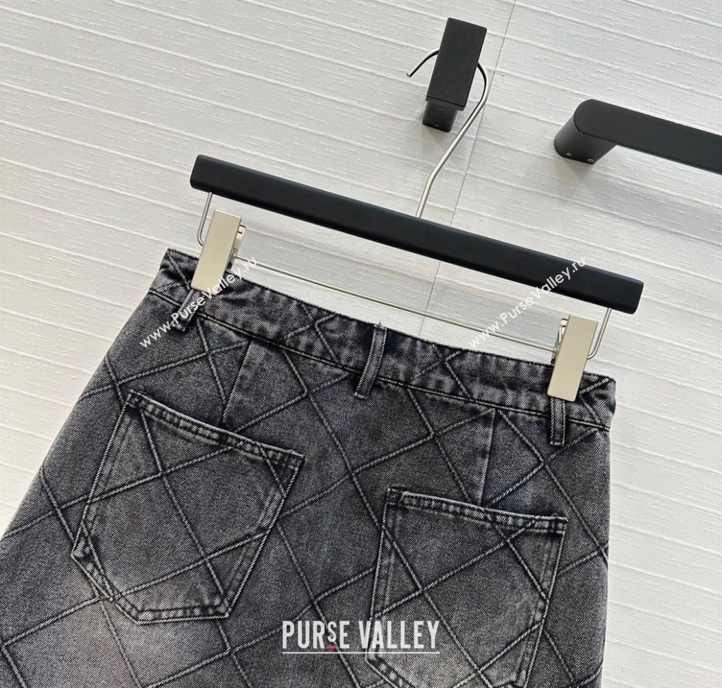 Chanel Black Denim Skirt with Camellia 2025 0704 (QI-250704011)