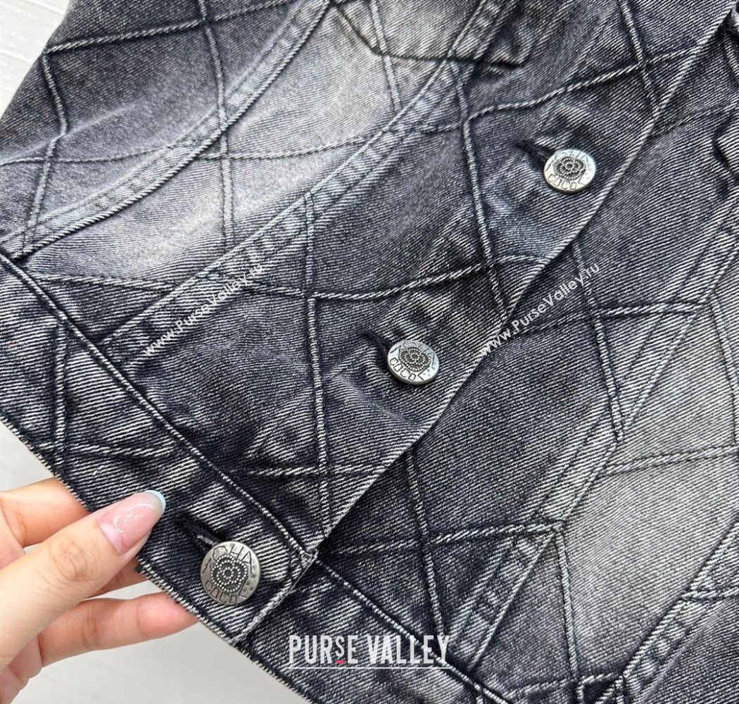 Chanel Black Denim Jacket with Camellia 2025 0704 (QI-250704012)