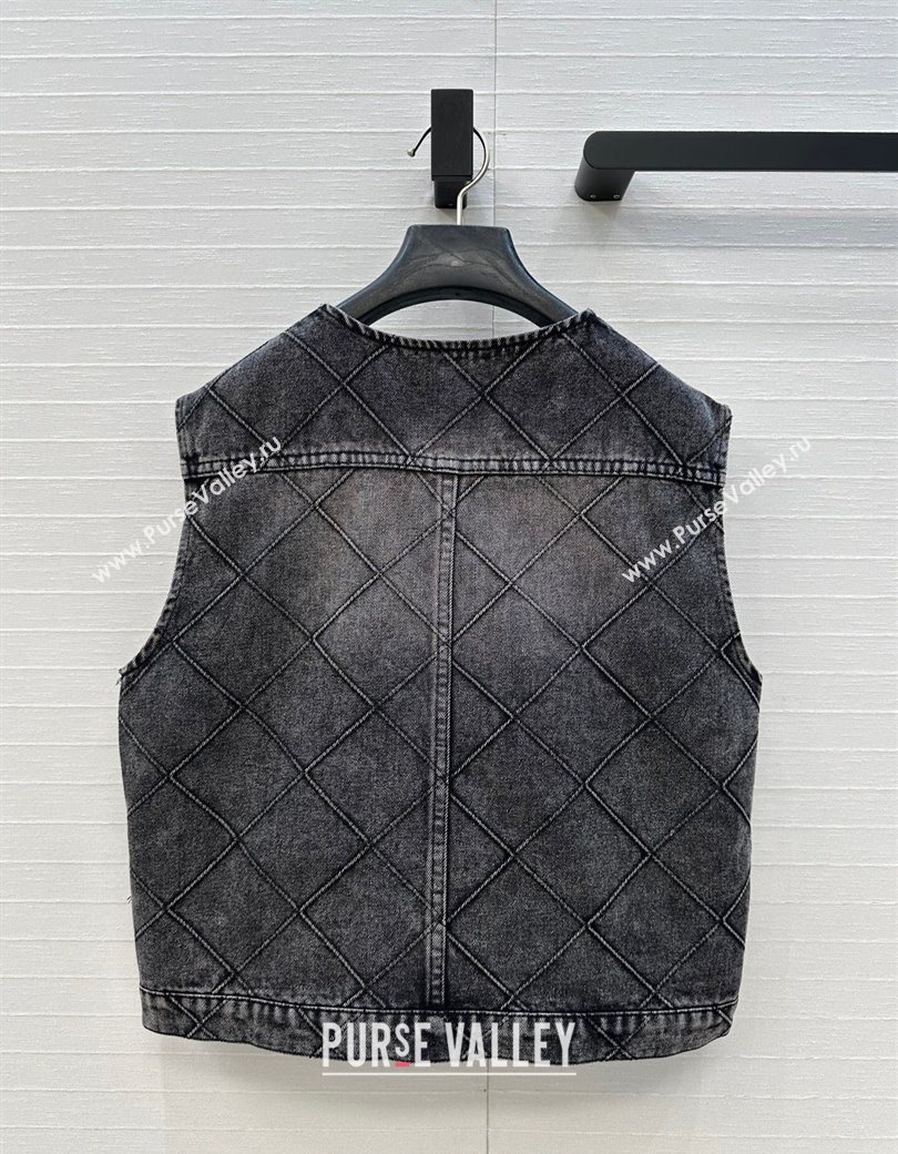 Chanel Black Denim Jacket with Camellia 2025 0704 (QI-250704012)