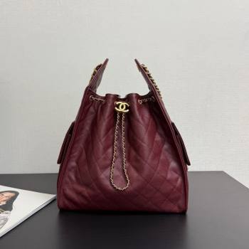 Chanel 25 Grained Calfskin Medium Handbag AS5311 Dark Burgundy 2025 0811 (yezi-2508110062)