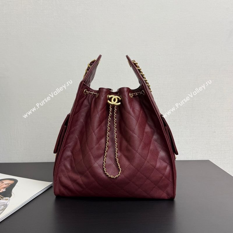 Chanel 25 Grained Calfskin Medium Handbag AS5311 Dark Burgundy 2025 0811 (yezi-2508110062)